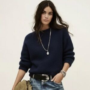 Ba&sh Women's Round-Neck Backless Sweater Navy Size 6